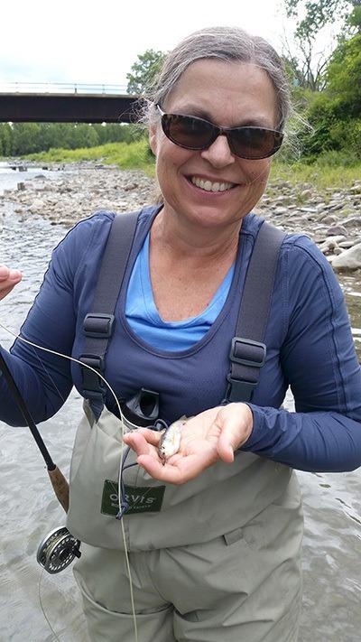 Jane catching fish