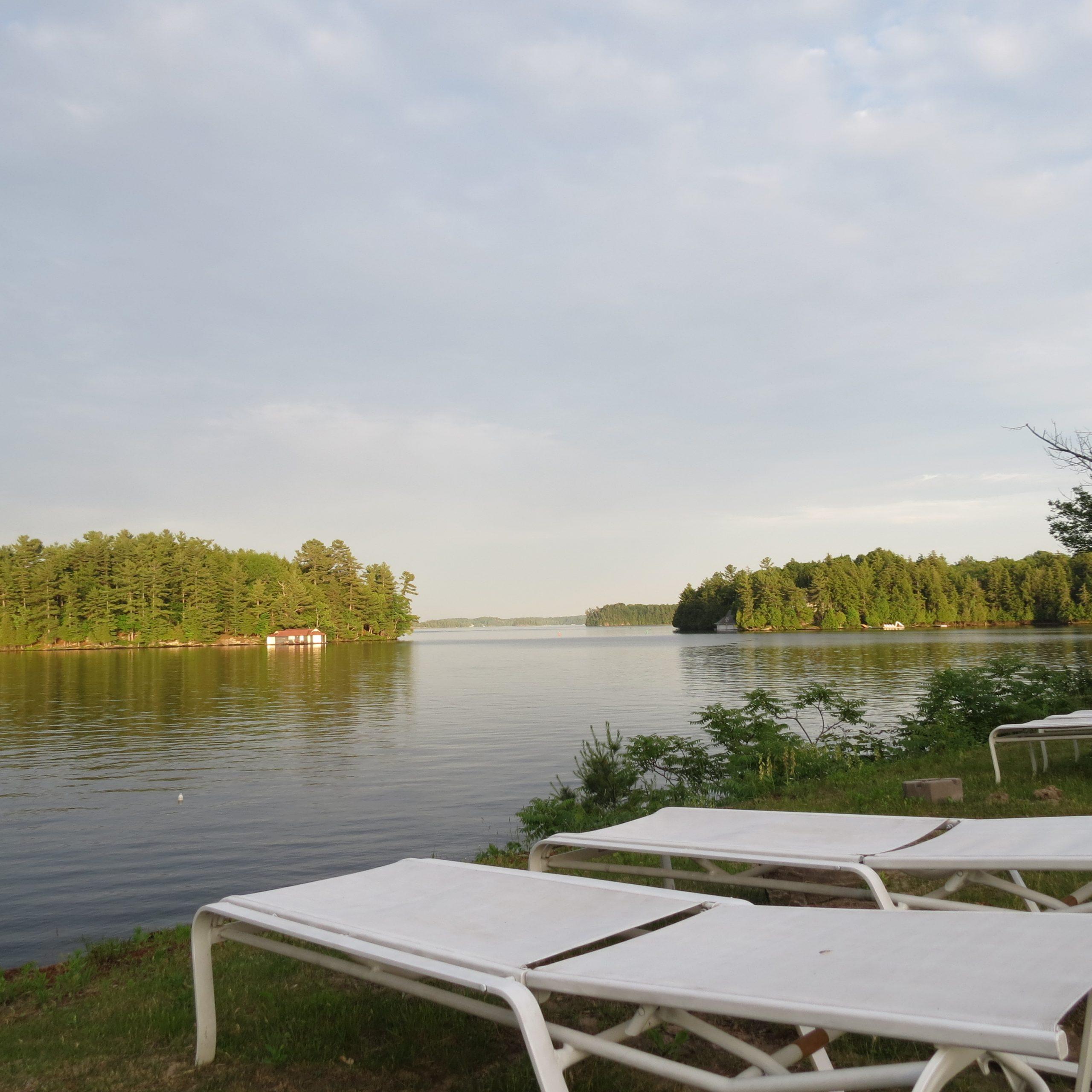 Lounge chairs overlooking the lake