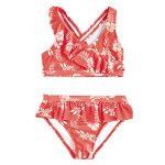 6. Hibiscus Print on Raspberry Cross Over Bikini