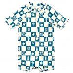 8. Tropical Checkerboard Print Swim Romper