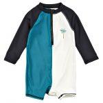 9. Color Block Palm Tree Swim Romper
