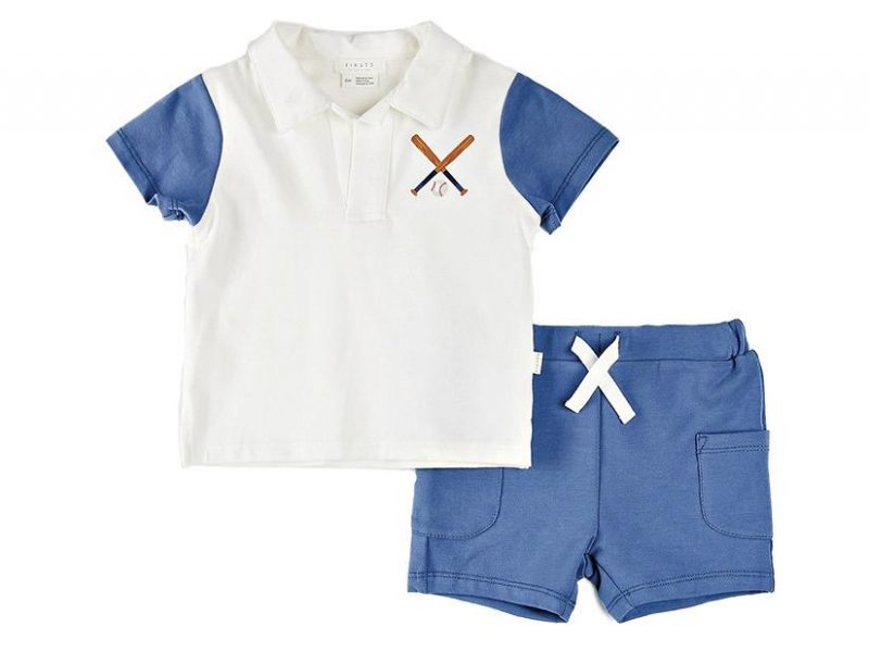 5. Baseball Print Polo Outfit $44