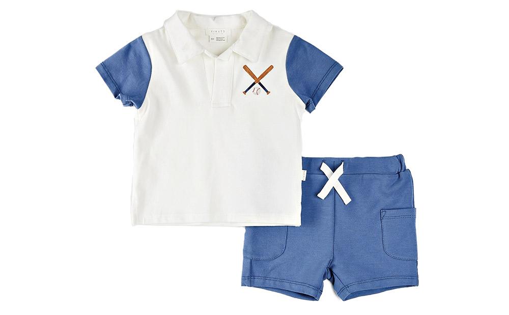 5. Baseball Print Polo Outfit $44