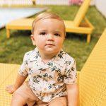 1. Palm Trees Crosshatch Camp Shirt Set $55