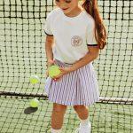 2. Rosewood & Navy Striped Seersucker Skort $40 & Racquet Club Ringer Girls T shirt $28