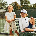 4. Racquet Print on Birch Tiered Jersey Dress $44 & Racquet Club Half Zip Polo Sweater $46