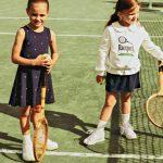 7. Embroidered Dress Blues Pique Dress $46 & Racquet Club Collared Girl's Sweater $44