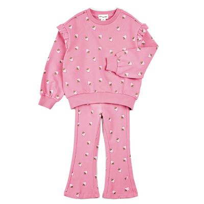 #3 Strawberry Print on Rose Sweatshirt&Flare Legging