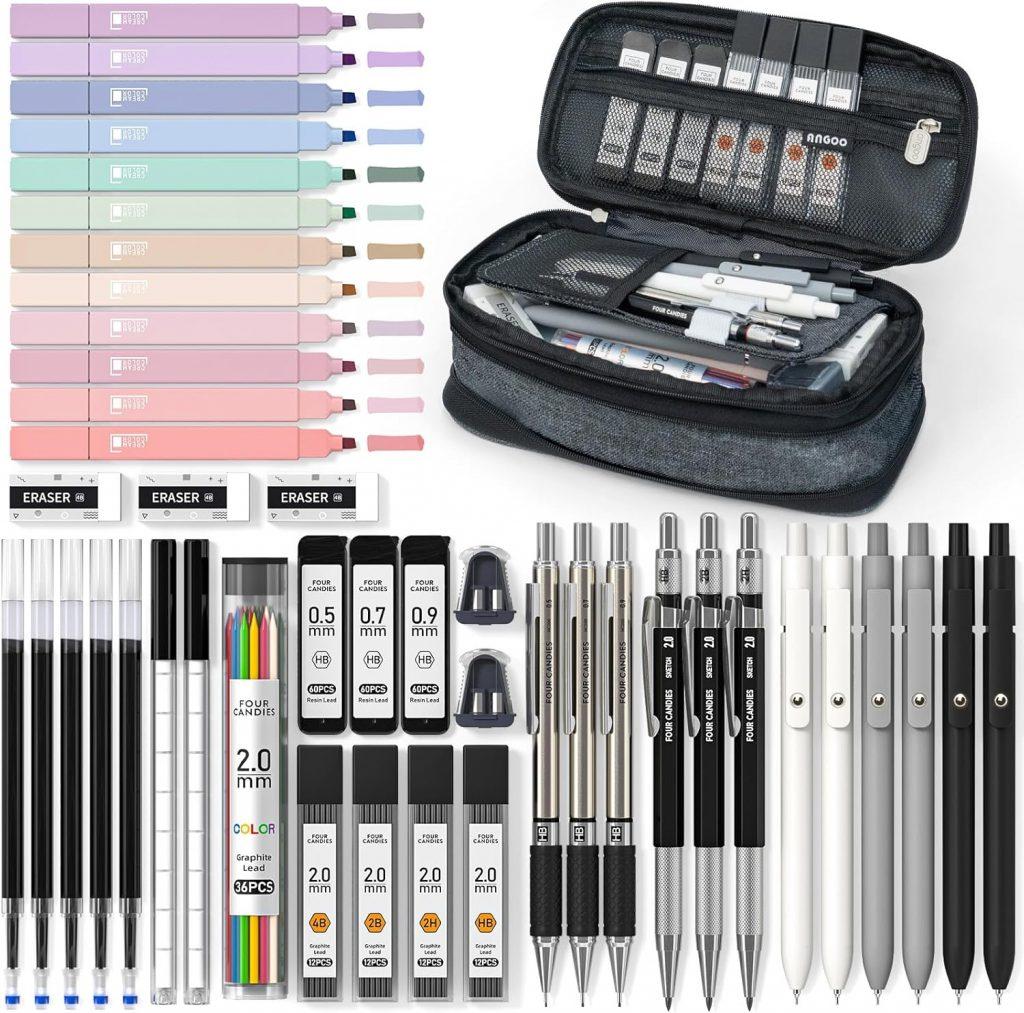 5. Four Candies 39 PCS Aesthetic School Supplies with Cute Pen Case