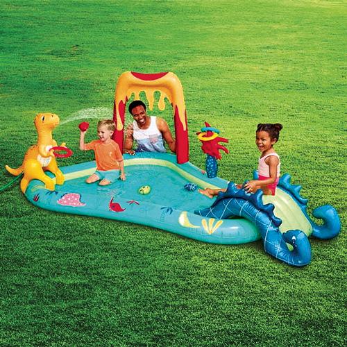 #8 Bluescape Outdoor Inflatable Kiddie Pool Dino Play Center with Water Slide1777914776